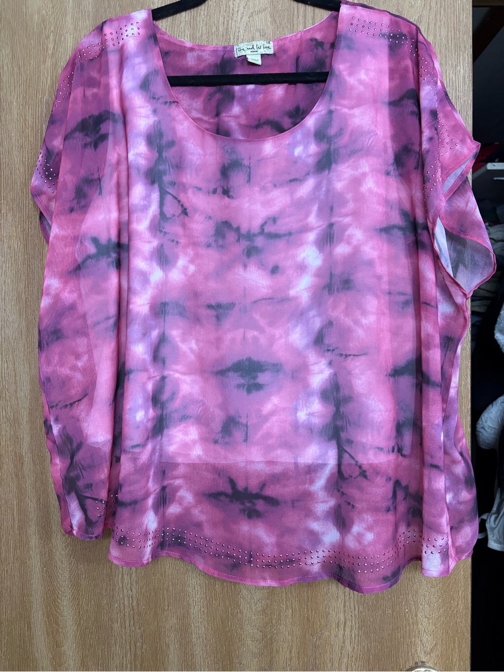 live and let live Pink and Black Tie-Dye Short Sleeve Tunic Top